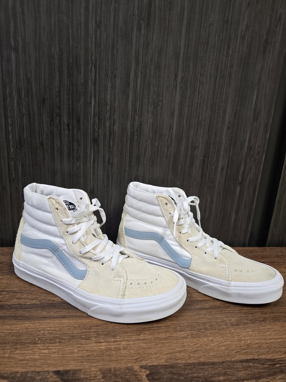 Vans Sk8-Hi White Marshmallow Light Blue High Top Sneakers Women's 6.5 Men's 5